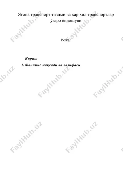 ягона транспорт тизими ва ҳар хил транспортлар ўзаро ёндошуви — DOC