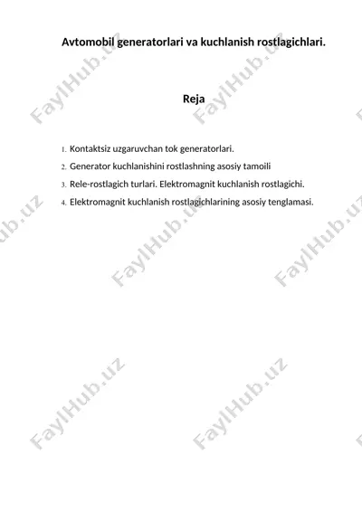 avtomobil generatorlari va kuchlanish rostlagichlari2 — DOC