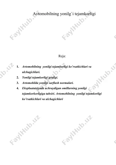 avtomobilning yonilg`i tejamkorligi — DOC