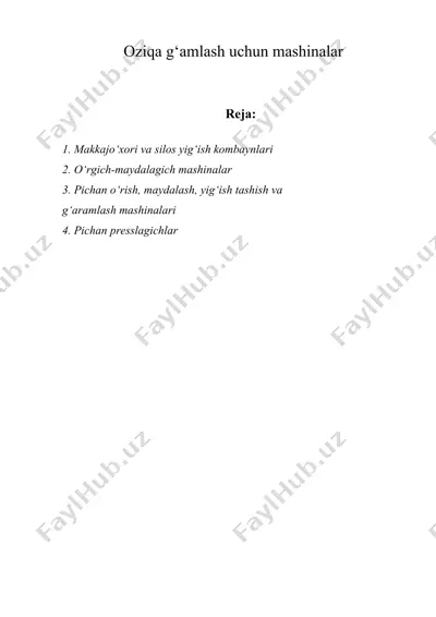 oziqa g‘amlash uchun mashinalar — DOCX