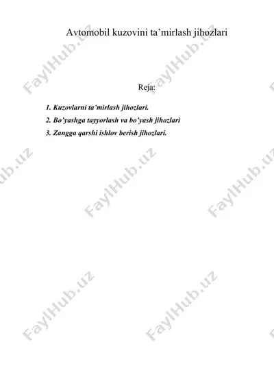 avtomobil kuzovini ta’mirlash jihozlari — DOC