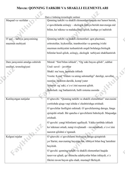 qonning tarkibi va shaklli elementlari — DOC