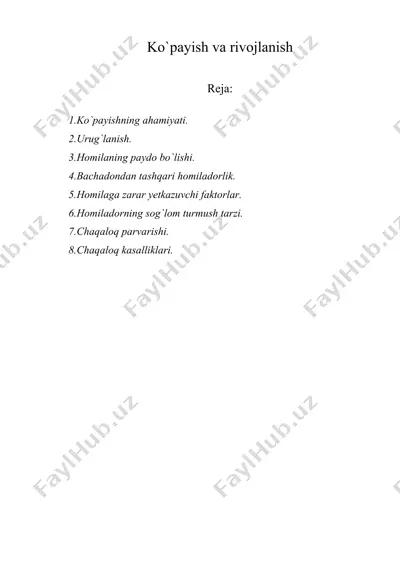 ko`payish va rivojlanish. — DOC