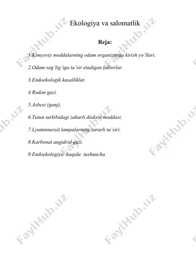ekologiya va salomatlik — DOC