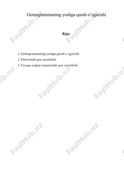 gemogrammaning yoshga qarab o’zgarishi — DOCX