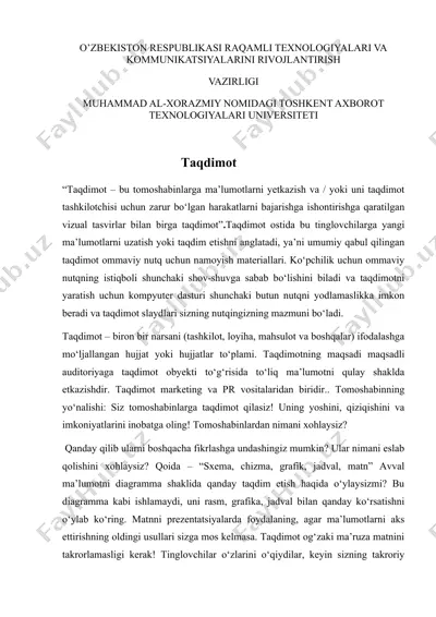 taqdimot yaratish bo'yicha qo'llanma — DOCX