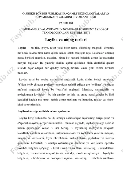 loyiha va uning turlari — DOCX
