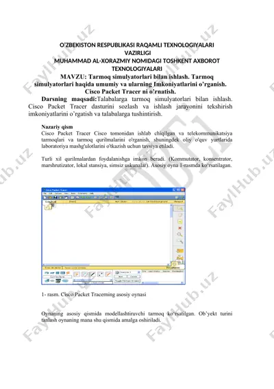 tarmoq simulyatorlari bilan ishlash: cisco packet tracer — DOCX