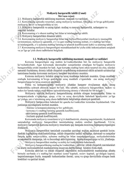 moliyaviy barqarorlik tahlili — PDF