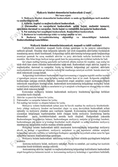 moliyaviy hisobot elementlarini bashoratlash — PDF