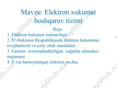 elektron hukumat boshqaruv tizimi — PPTX