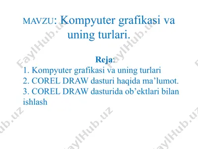 kompyuter grafikasi va uning turlari — PPTX