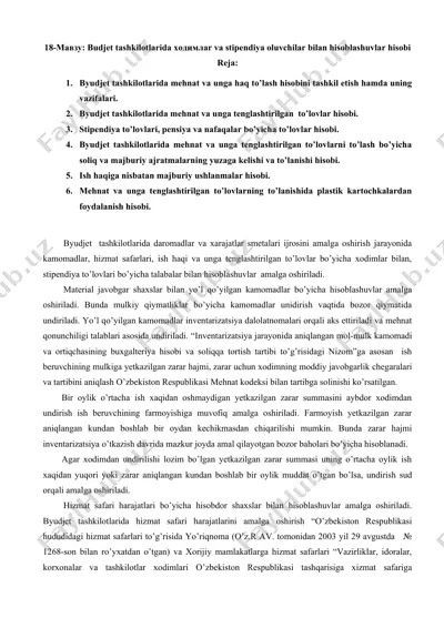 budjet tashkilotlarida xodimlar va stipendiya oluvchilar bilan hisoblashuvlar hisobi — DOCX