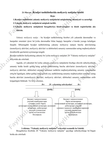 byudjet tashkilotlarida moliyaviy natijalar hisobi — DOCX