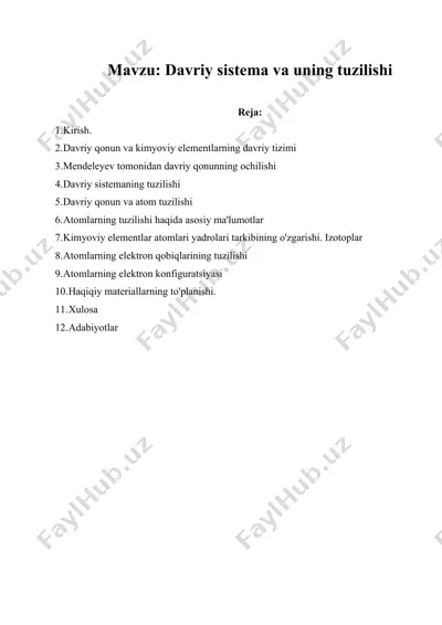 davriy sistema va uning tuzilishi — DOCX