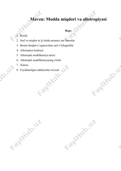 modda miqdori va allotropiyasi — DOCX