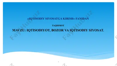 iqtisodiy siyosatga kirish fani bo‘yicha taqdimot — PPTX
