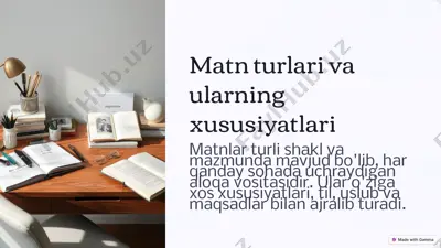 matn turlari va ularning xususiyatlari — PPTX