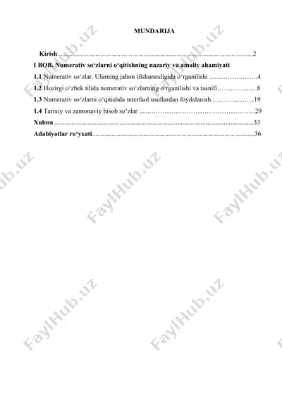 numerativ so‘zlarni o‘qitish usullari — DOCX