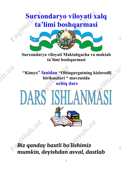 oltingurgutning kislorodli birikmalari ochiq darsi — DOCX