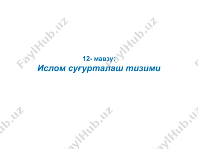 islom sug‘urtalash tizimi — PPTX