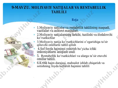 moliyaviy natijalar va rentabellik tahlili — PDF