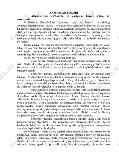 aksiyalar bozori — DOCX