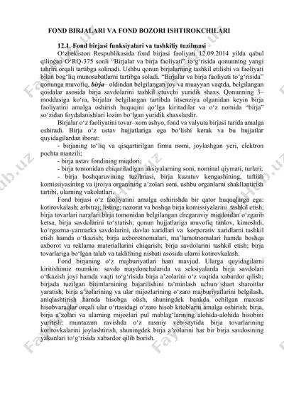 fond birjalari va fond bozori ishtirokchilari — DOCX