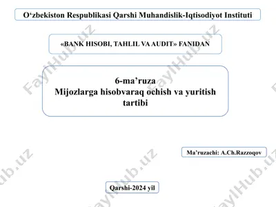 bank hisobi, tahlil va audit — PPTX