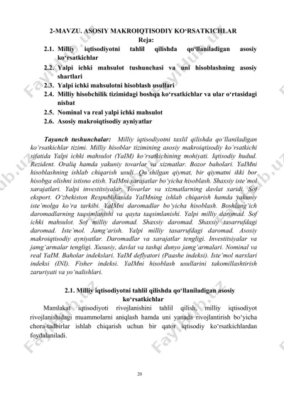 asosiy makroiqtisodiy ko'rsatkichlar haqida qo'llanma — PDF