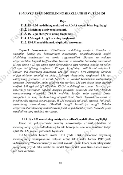 is-lm modelining shakllanishi va tadbiqi — PDF