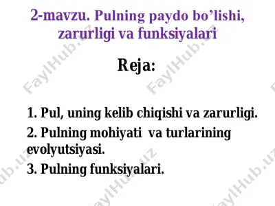 pulning ijtimoiy funksiyalari — PDF