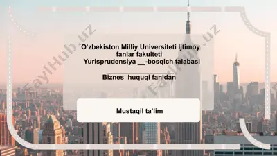 xo‘jalik yurituvchi subyektlar faoliyatini davlat tomonidan nazorat qilish — PPTX
