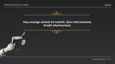 haq evaziga xizmat ko'rsatish. qarz shartnomasi. kredit shartnomasi. — PPTX
