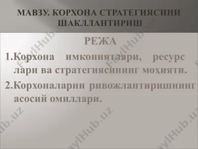 корхона стратегиясини шакллантириш — PPTX