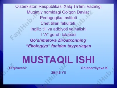 atmosfera havosi, tuproq suv resurslari va ularni muhofaza qilish — PPT