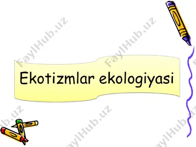 ekotizmlar ekologiyasi — PPT