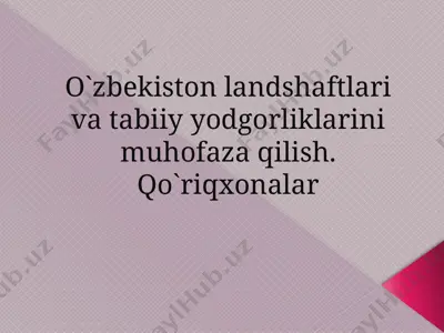 o'zbekiston landshaftlari va tabiiy yodgorliklarini muhofaza qilish — PPTX