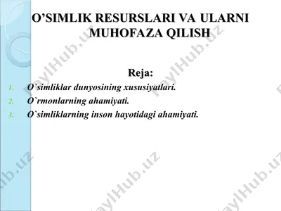 o’simlik resurslari va ularni muhofaza qilish — PPT