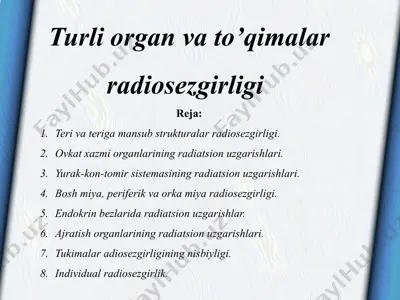 turli organ va to’qimalar radiosezgirligi — PPTX