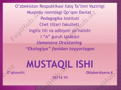 populyatsiya ekologiyasi va ekotizmlar haqida tushuncha — PPTX