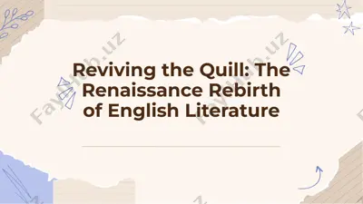 reviving the quill: the renaissance rebirth of english literature — PDF