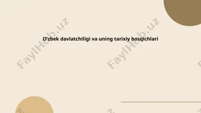 o’zbek davlatchiligi va uning tarixiy bosqichlari — PPTX