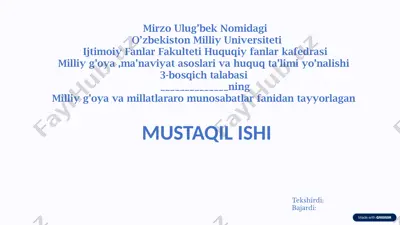 millatlararo munosabatlarni takomillashtirishda oʻzbekistonning xalqaro tashkilotlar bilan hamkorligi — PPTX