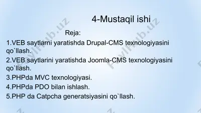 veb saytlarni yaratishda drupal-cms texnologiyasini qo`llash — PPTX