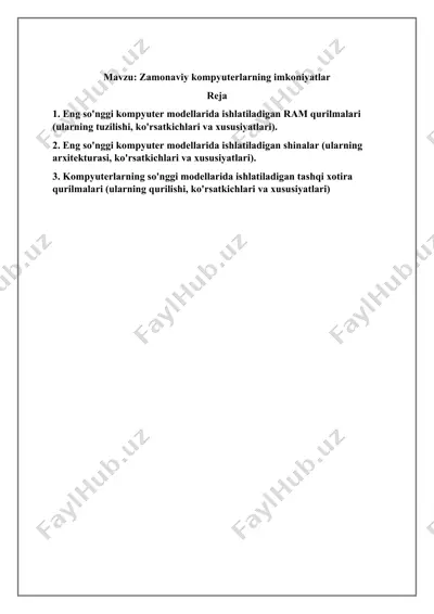 zamonaviy kompyuterlarning imkoniyatlar — DOCX