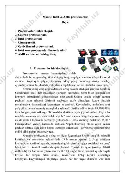 intel va amd protsessorlari — DOCX