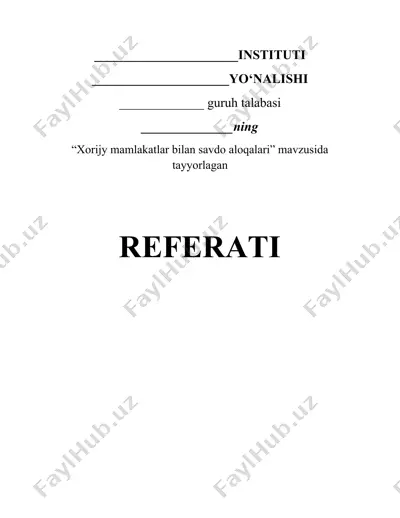xorijy mamlakatlar bilan savdo aloqalari — DOCX
