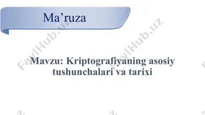 kriptografiyaning asosiy tushunchalari va tarixi — PPTX