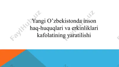 yangi o’zbekistonda inson haq-huquqlari va erkinliklari kafolatining yaratilishi — PPTX